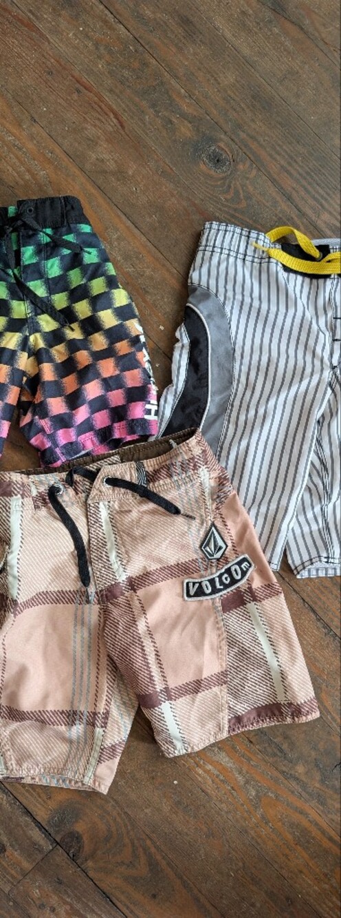 Volcom Tan Plaid Boys' Board Shorts, Hurley And Old Navy